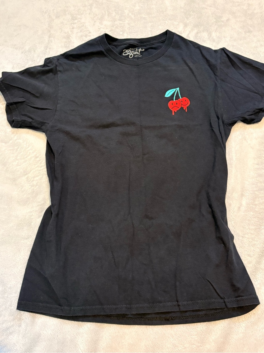 Eighty Eight Black Tee with Red Cherry Motif